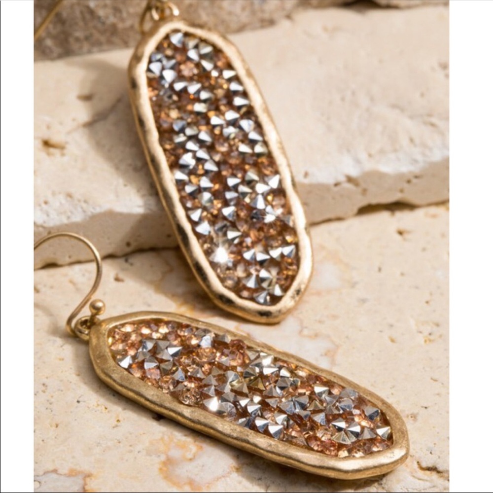 Gold Druzy Drop Earrings NEW